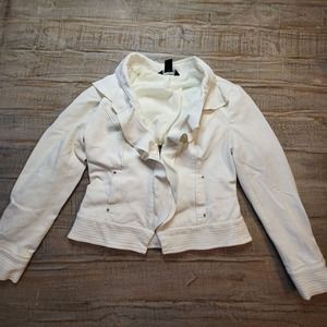 White House Black Market Ivory Ruffle Blazer